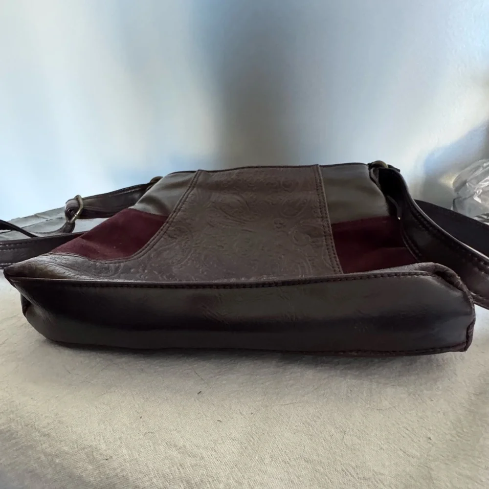 Nine West Embossed Dark Plum Crossbody Bag